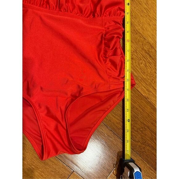 NWT Nicole Miller 1 PC Convertible w Side Ruching Swimsuit in High Risk Red Sz S - Picture 12 of 14